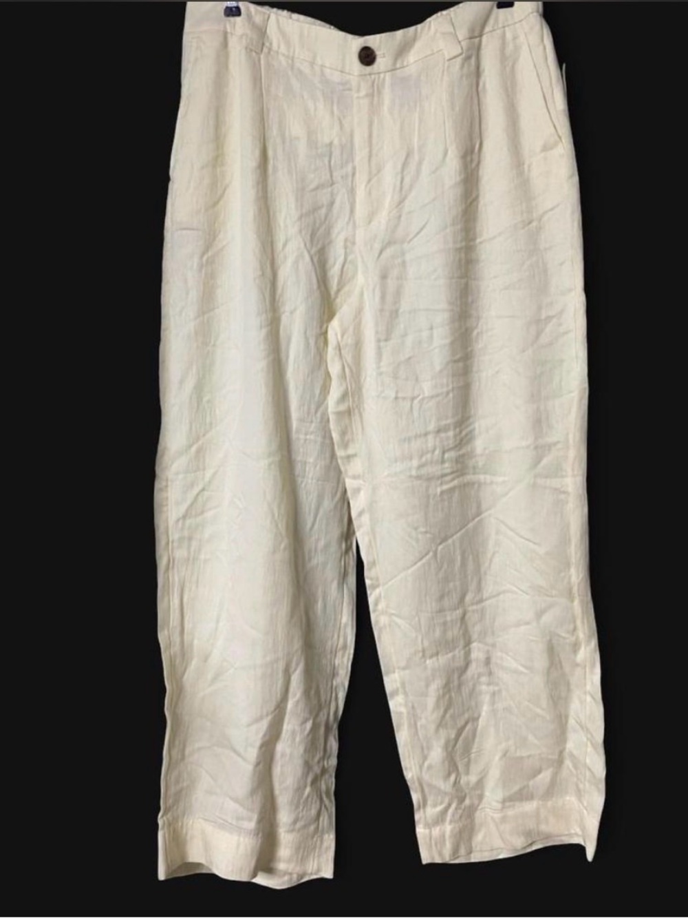 a new day Cream Linen-Blend Straight Pants